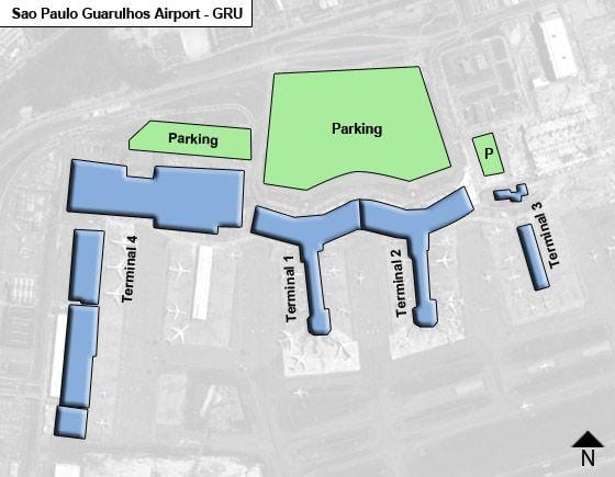 Sao Paulo guarulhos international airport terminal carte