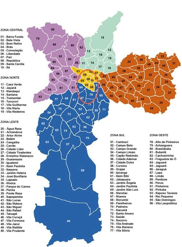 São Paulo municipalités de la carte